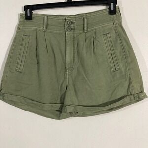 American Eagle Utility Shorts Womens 6 Green  High Waisted Cuffed STRETCH